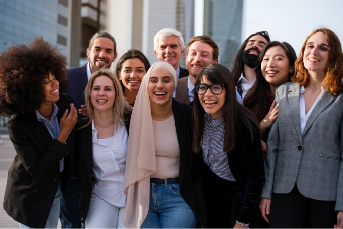 group of diversity business people taking a photo
